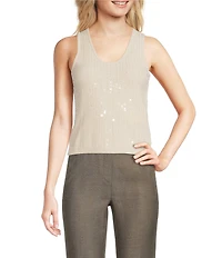 Marella Siena Knit Cream Sequin Sleeveless Top
