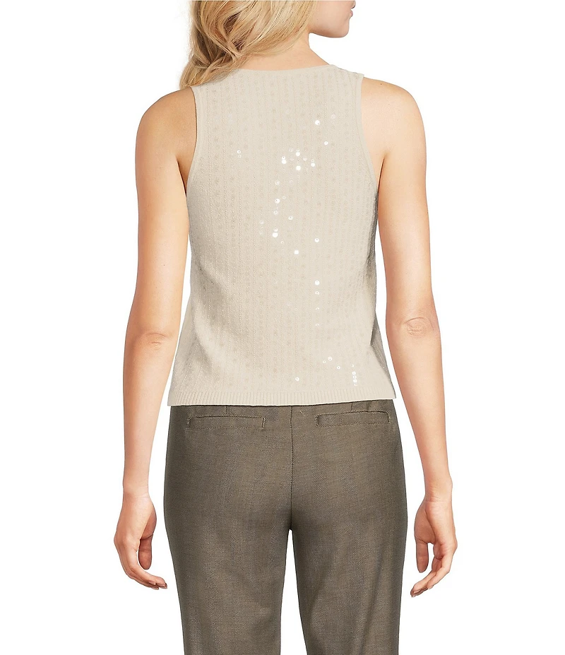 Marella Siena Knit Cream Sequin Sleeveless Top