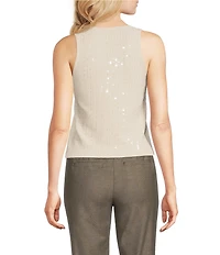 Marella Siena Knit Cream Sequin Sleeveless Top