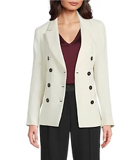 Marella Stella Lapel Collar Satin Double Breasted Blazer