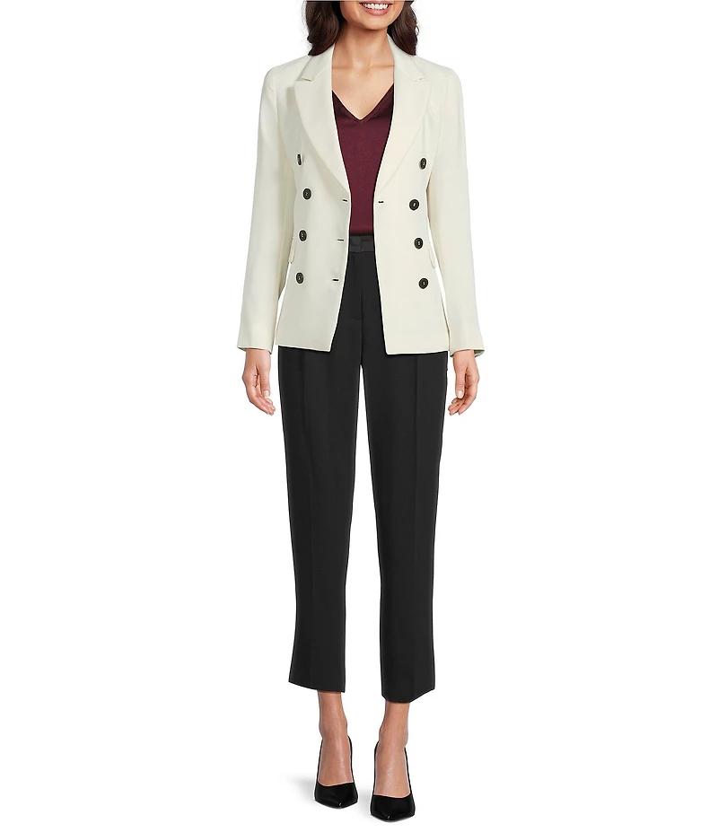 Marella Stella Lapel Collar Satin Double Breasted Blazer