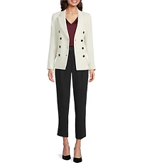 Marella Stella Lapel Collar Satin Double Breasted Blazer