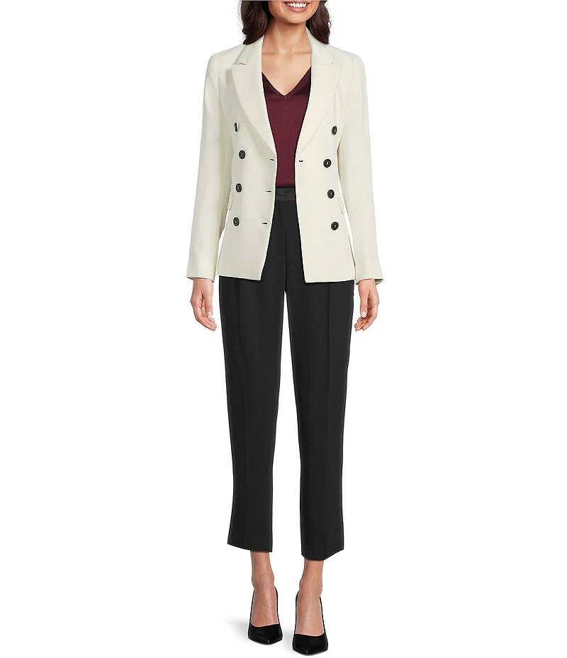 Marella Stella Lapel Collar Satin Double Breasted Blazer