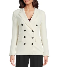 Marella Stella Lapel Collar Satin Double Breasted Blazer