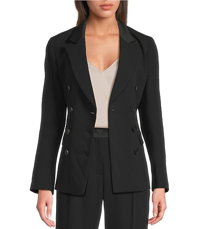 Marella Stella Lapel Collar Satin Double Breasted Blazer