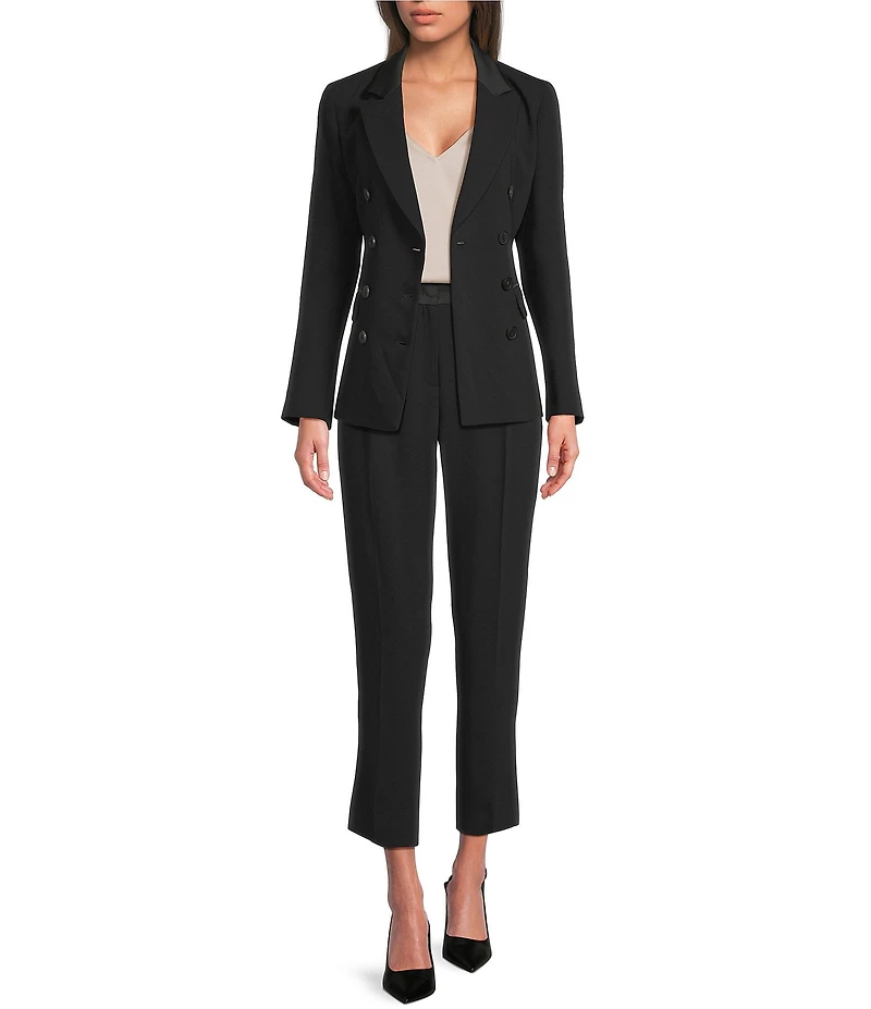 Marella Stella Lapel Collar Satin Double Breasted Blazer