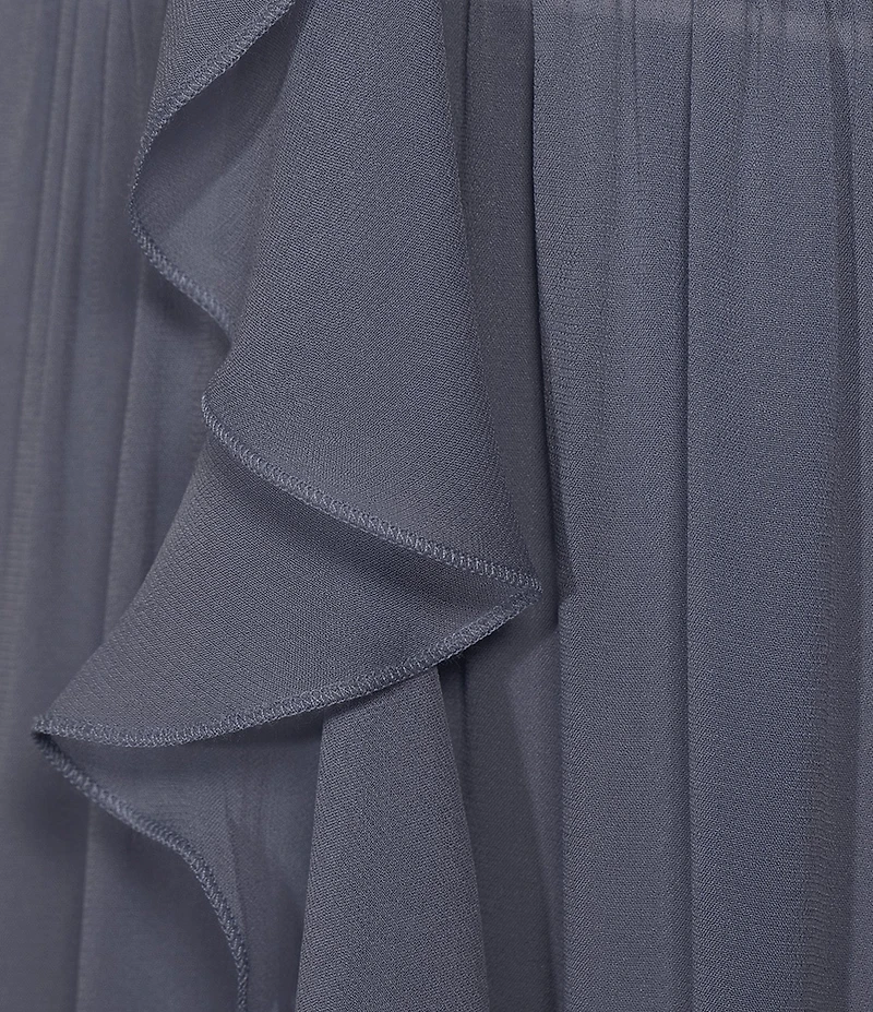 Marella Teoria Georgette V-Neck Sleeveless Flounce Maxi Dress