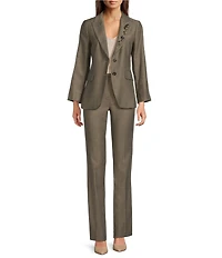 Marella Twill Crystal Lapel Notch Lapel Two Button Kaki Jacket
