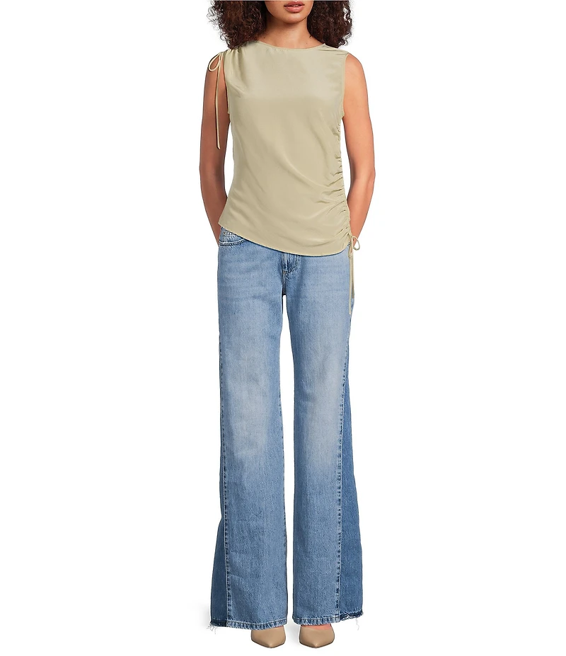 Marella Wide Leg Low Rise Pure Cotton Denim Jeans