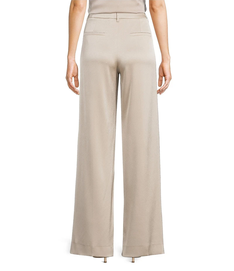 Marella Wolf Satin High Rise Wide Leg Trouser Pants