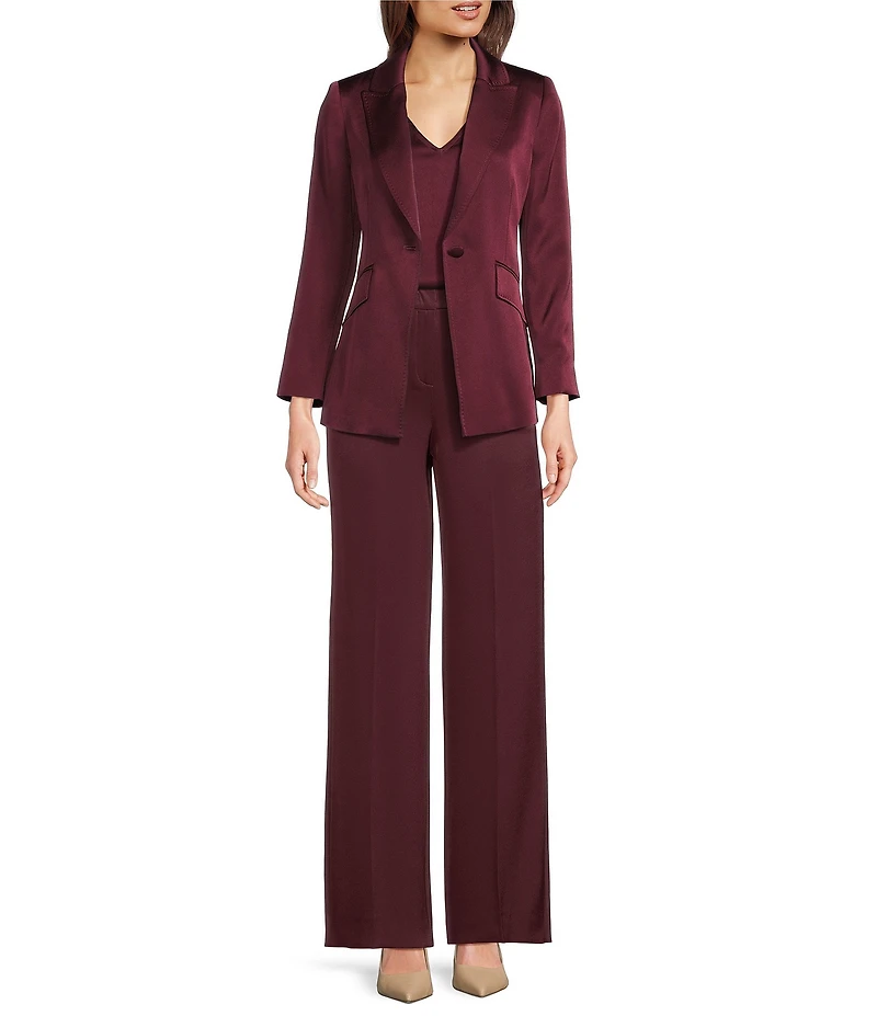 Marella Wolf Satin High Rise Wide Leg Trouser Pants