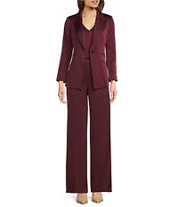 Marella Wolf Satin High Rise Wide Leg Trouser Pants