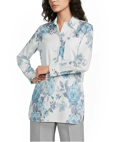 Marella Woven Amici Printed Long Sleeve Button Front Shirt
