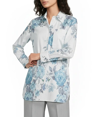 Marella Woven Amici Printed Long Sleeve Button Front Shirt