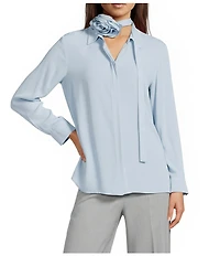 Marella Woven Calca Light Blue Long Sleeve Button Front Shirt