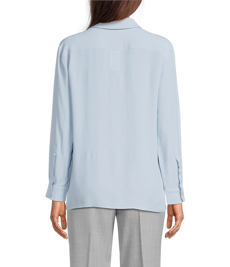 Marella Woven Calca Light Blue Long Sleeve Button Front Shirt