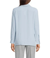 Marella Woven Calca Light Blue Long Sleeve Button Front Shirt