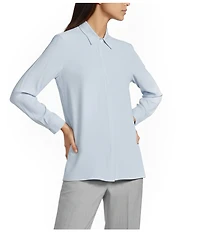 Marella Woven Calca Light Blue Long Sleeve Button Front Shirt