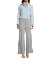 Marella Woven Calca Light Blue Long Sleeve Button Front Shirt