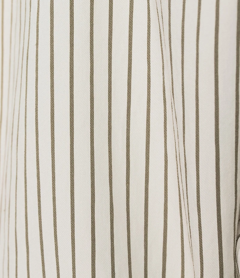 Marella Woven Roberto Twill Stripe Point Collar Long Sleeve Button Front Shirt