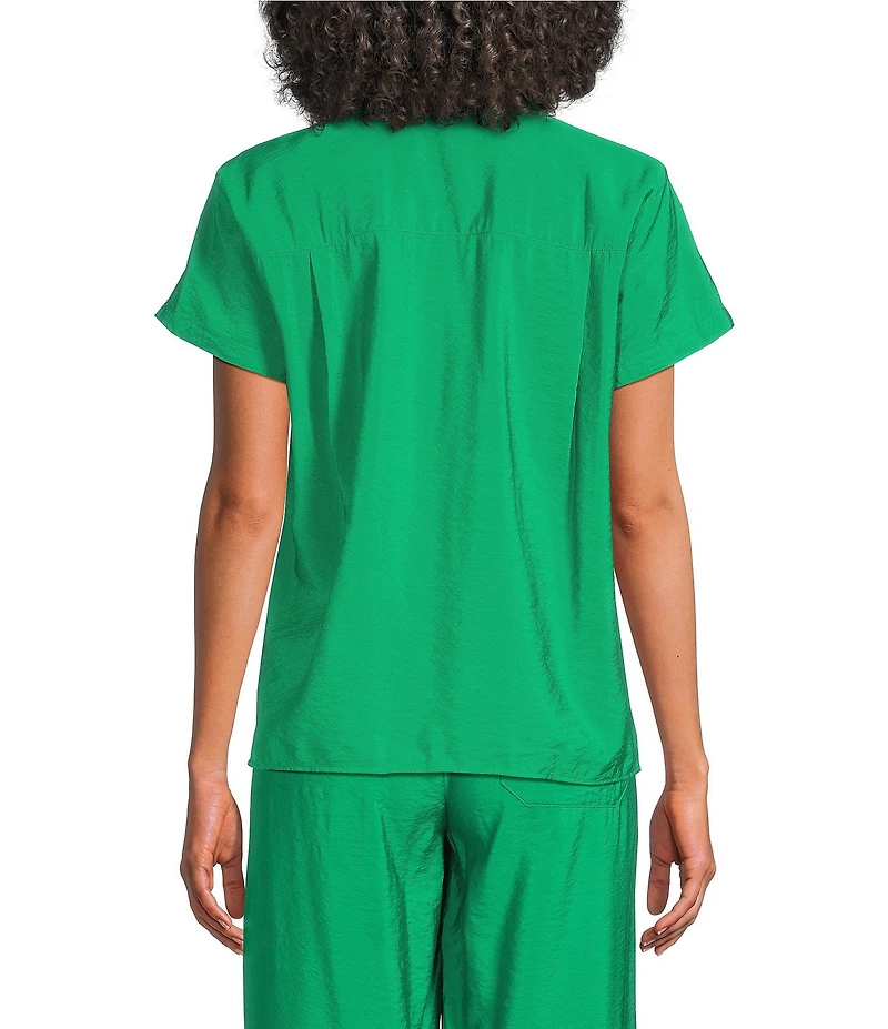 Marella Woven Sapice Emerald Canvas Button-Down Shirt