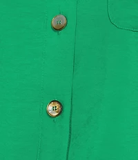Marella Woven Sapice Emerald Canvas Button-Down Shirt