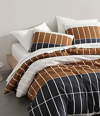 Marimekko Tiiliskivi Raita Brick-Block Printed Outlined Pattern Organic Cotton Duvet Cover Mini Set