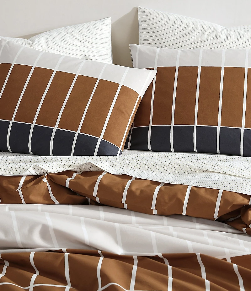 Marimekko Tiiliskivi Raita Brick-Block Printed Outlined Pattern Organic Cotton Duvet Cover Mini Set