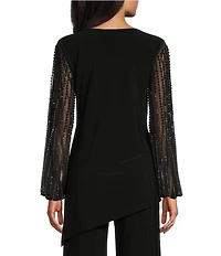 Marina Beaded Long Sleeve Crew Neck 2-Piece Pant Set