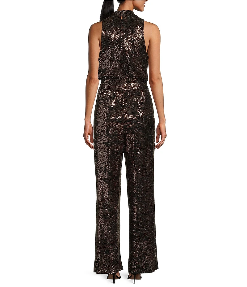 Marina Halter Neck Sleeveless Disco Jumpsuit