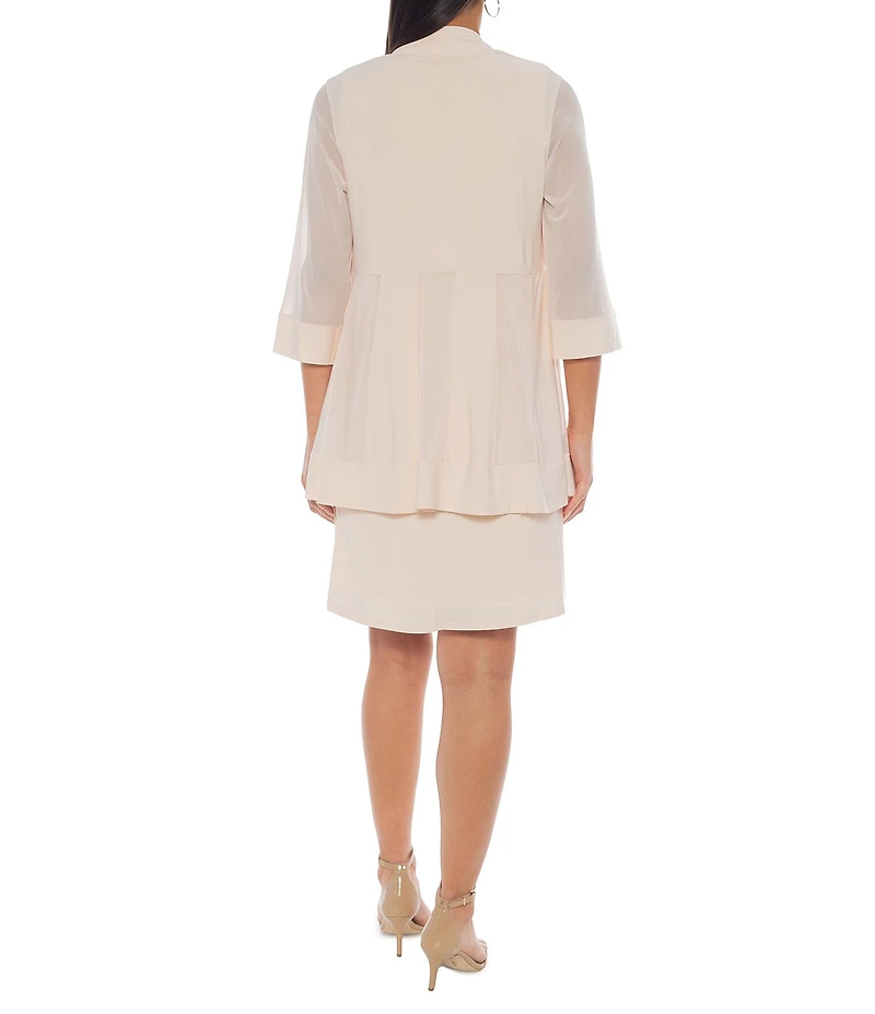 Marina ITY Knit 3/4 Sleeve Beaded Crew Neck Cardigan 2-Piece Jacket Dress
