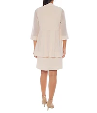 Marina ITY Knit 3/4 Sleeve Beaded Crew Neck Cardigan 2-Piece Jacket Dress