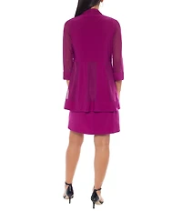 Marina ITY Knit 3/4 Sleeve Sleeveless Crew Neck Sheath 2-Piece Jacket Dress