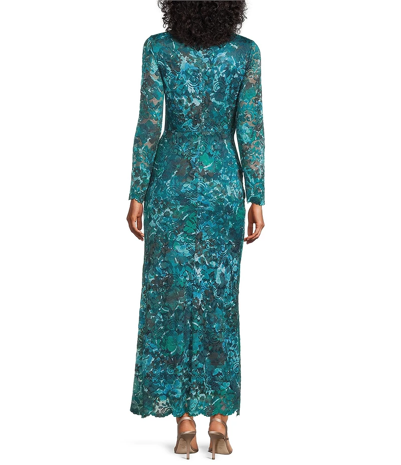 Marina Lace Detail V-Neck Long Sleeve Wrap Dress