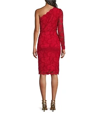 Marina Lace One Shoulder Long Sleeve Sheath Dress