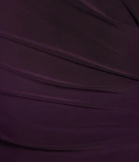 Marina Boat Neck Long Beaded Elastic Cuff Sleeve Matte Jersey Back Slit Sheath Gown