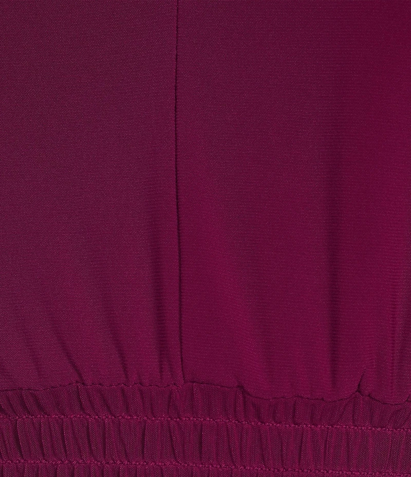Marina Long Illusion Sleeve V-Neck Chiffon Maxi Dress
