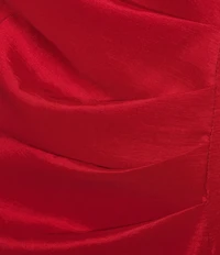 Marina Off-The-Shoulder Short Sleeve Side Slit Taffeta Midi Dress