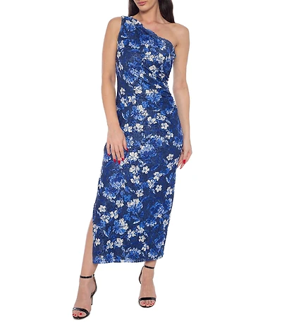 Marina One Shoulder Floral Lace Dress