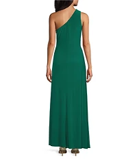 Marina One Shoulder Sleeveless Knotted Sheath Dress