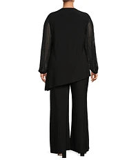 Marina Plus Size Beaded Long Sleeve Crew Neck 2-Piece Pant Set
