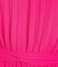 Marina Plus Size Long Sleeve Pleated Dress