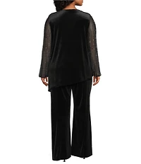 Marina Plus Size Velvet 2-Piece Beaded Long Sleeve Pant Set