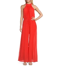 Marina Sleeveless Halter Neck Pleated Jumpsuit