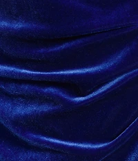 Marina Stretch Velvet Beaded Long Sleeve Pleated Side Dress