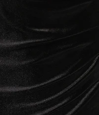 Marina Stretch Velvet Beaded Long Sleeve Pleated Side Dress