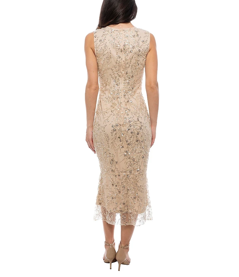 Marina V-Neck Beaded Midi Dress