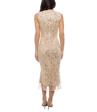 Marina V-Neck Beaded Midi Dress