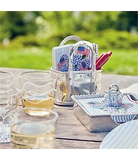 Mariposa Americana Flags And Hydrangeas Tote Beaded Collection Napkin Box Set