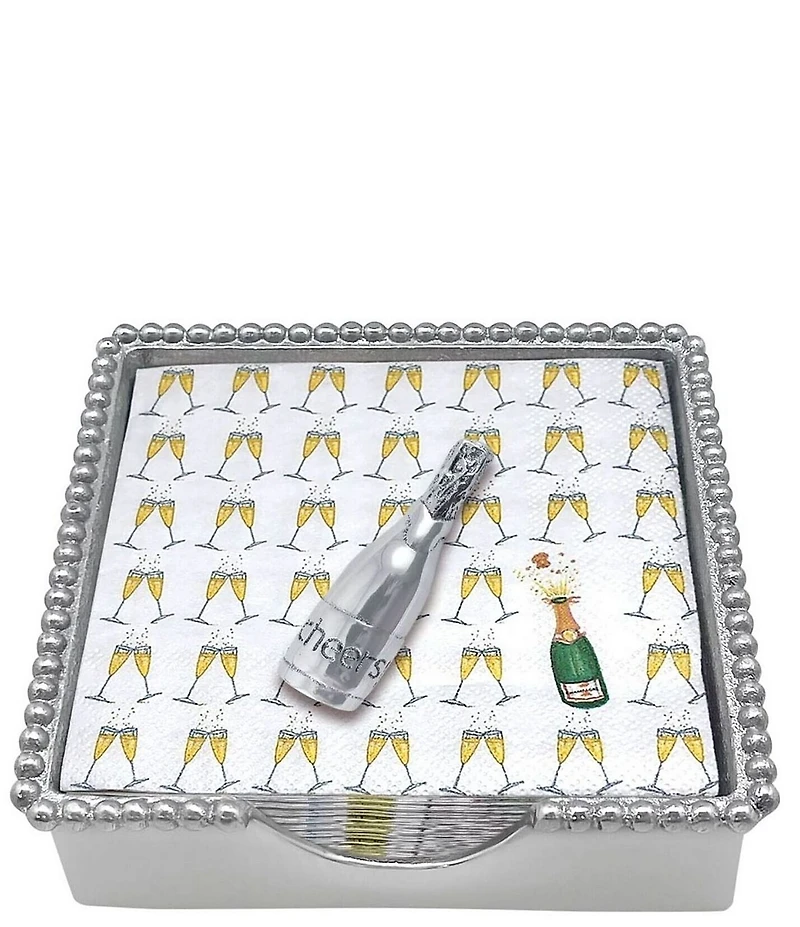 Mariposa Beaded Collection Champagne Bottle Napkin Box Set